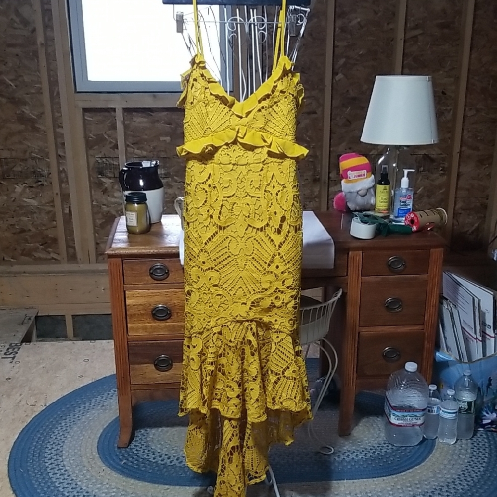 Mustard Selfie Leslie Sleeveless High Low Dress